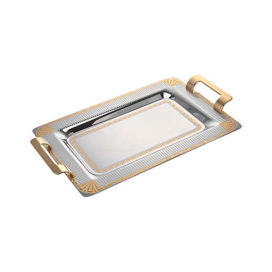 Elegant Gioiel - Sky Rectangular Tray Set with Handles 3 Pieces - Gold - Stainless Steel 18/10