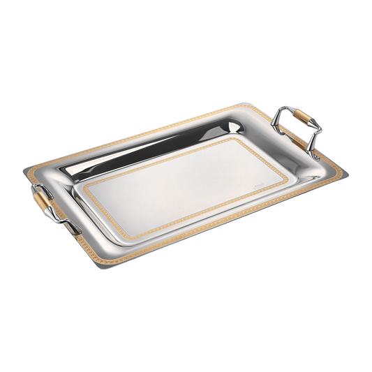 Elegant Gioel - Tray Set with Handles 3 Pieces - Gold - Stainless Steel 18/10
