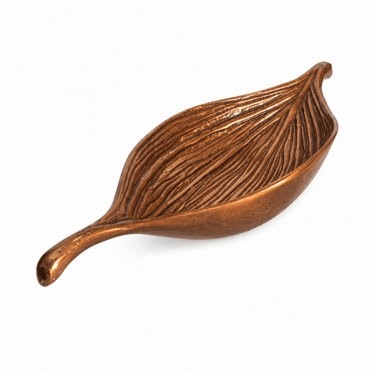 Leaf Shaped Plate For Snacks & Nuts - Gold - Gold Plated Metal