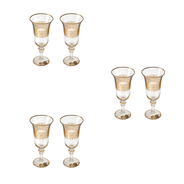 Bohemia Crystal - Flute Glass Set 6 Pcs - Gold - 200 ml