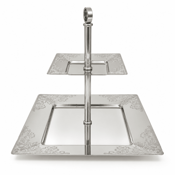 Elegant Gioiel - Squared Italian Stand Set 2 Levels - Silver - Stainless Steel 18/10