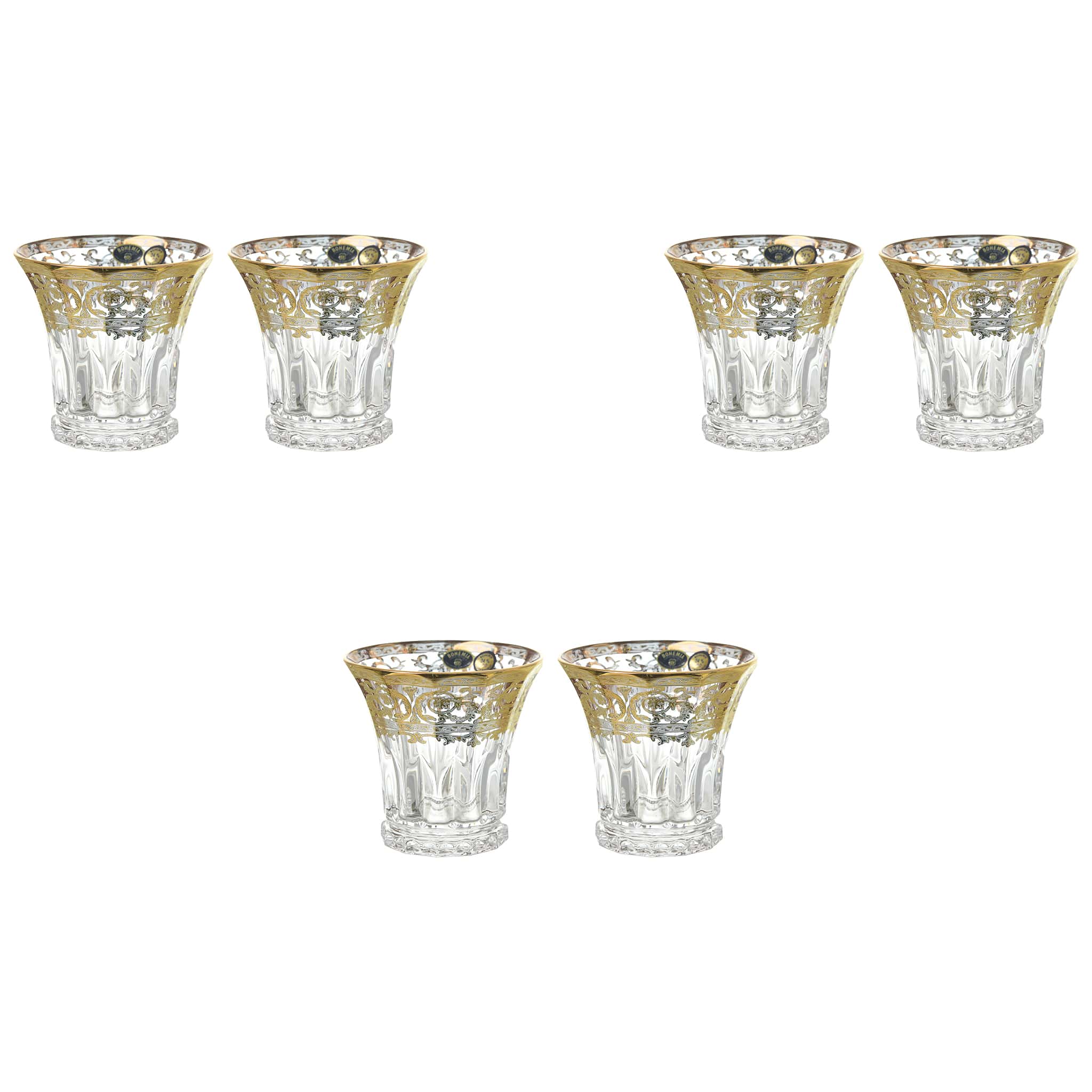 Bohemia Crystal - Tumbler Glass Set 6 Pieces - Gold - 310ml - 380003190