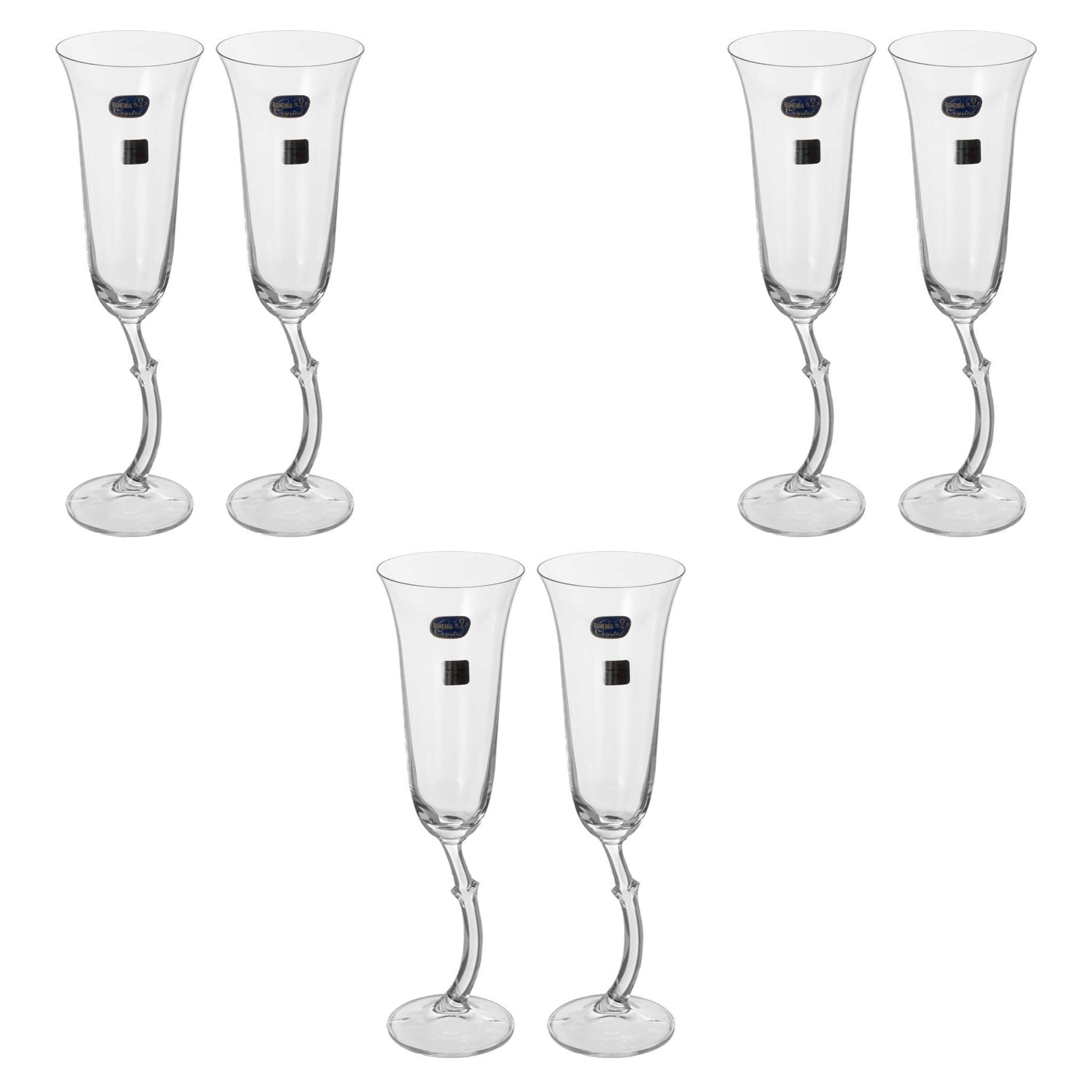 Bohemia Crystal Flute Glass Set 6 Pieces 190ml 3900010016