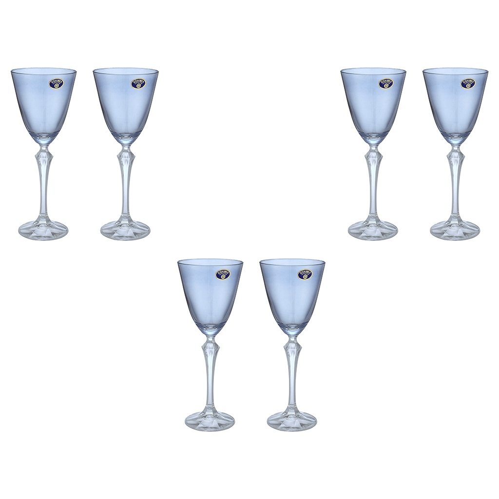Bohemia Crystal - Goblet Glass Set 6 Pieces - Blue - 250ml - 3900010064