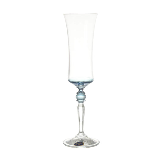 Bohemia Crystal - Flute Glass Set 6 Pieces - Blue - 150ml - 3900010072