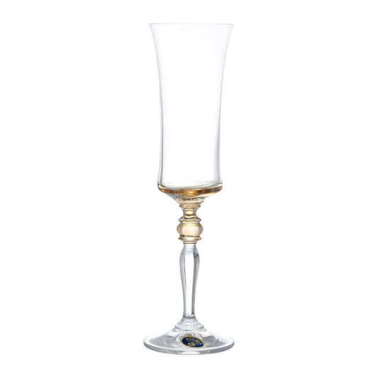 Bohemia Crystal - Flute Glass Set 6 Pieces - Yellow - 190ml - 3900010075