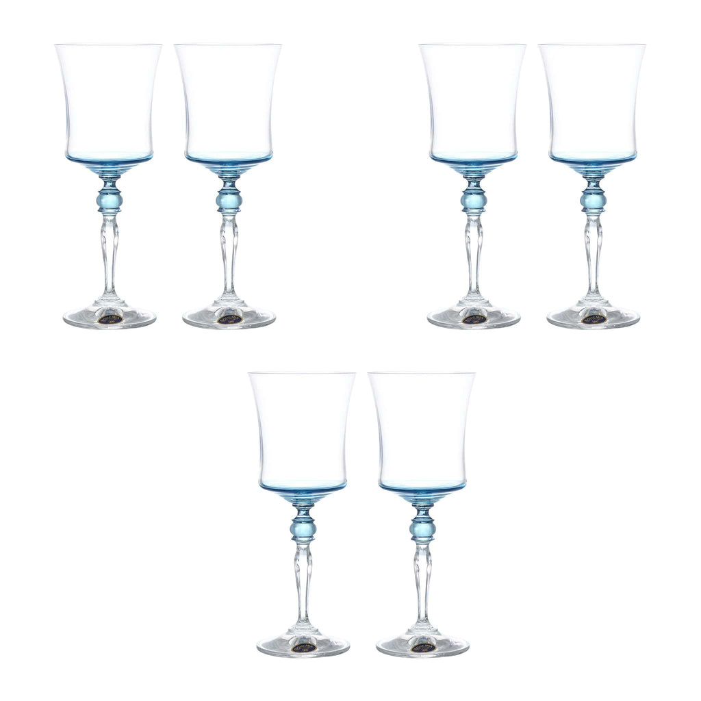 Bohemia Crystal - Goblet Glass Set 6 Pieces - Blue - 220ml - 3900010076