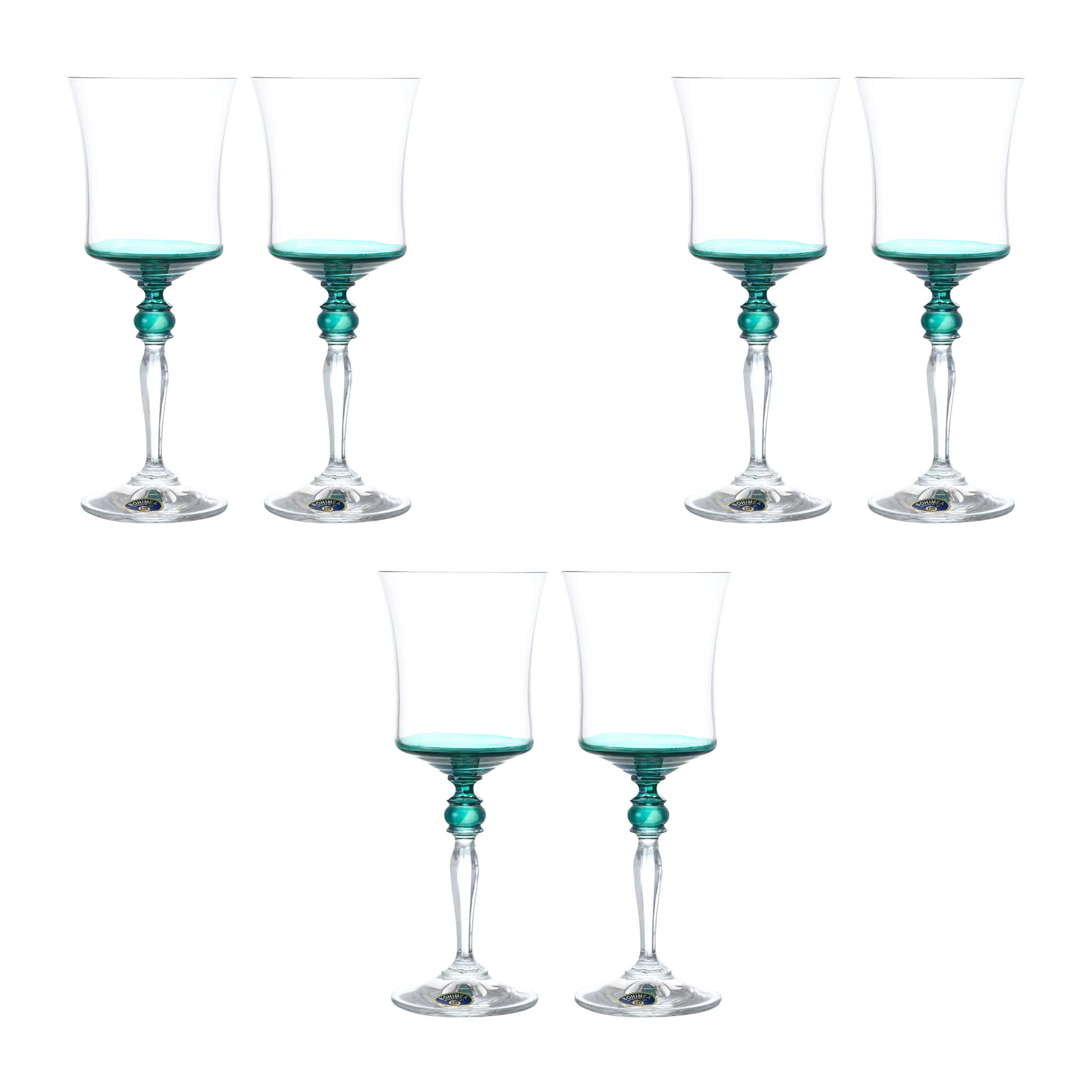 Bohemia Crystal - Goblet Glass Set 6 Pieces - Green - 220ml - 3900010077