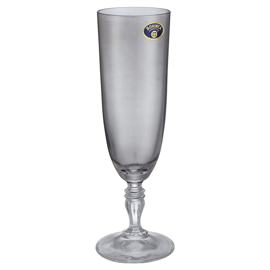 Bohemia Crystal - Flute Glass Set 6 Pieces - Grey - 220ml - 3900010085