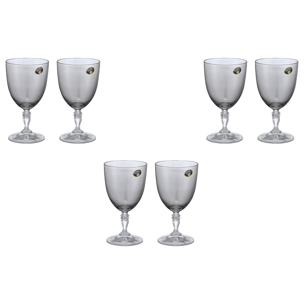 Bohemia Crystal - Goblet Glass Set 6 Pieces - Grey - 250ml - Crystal