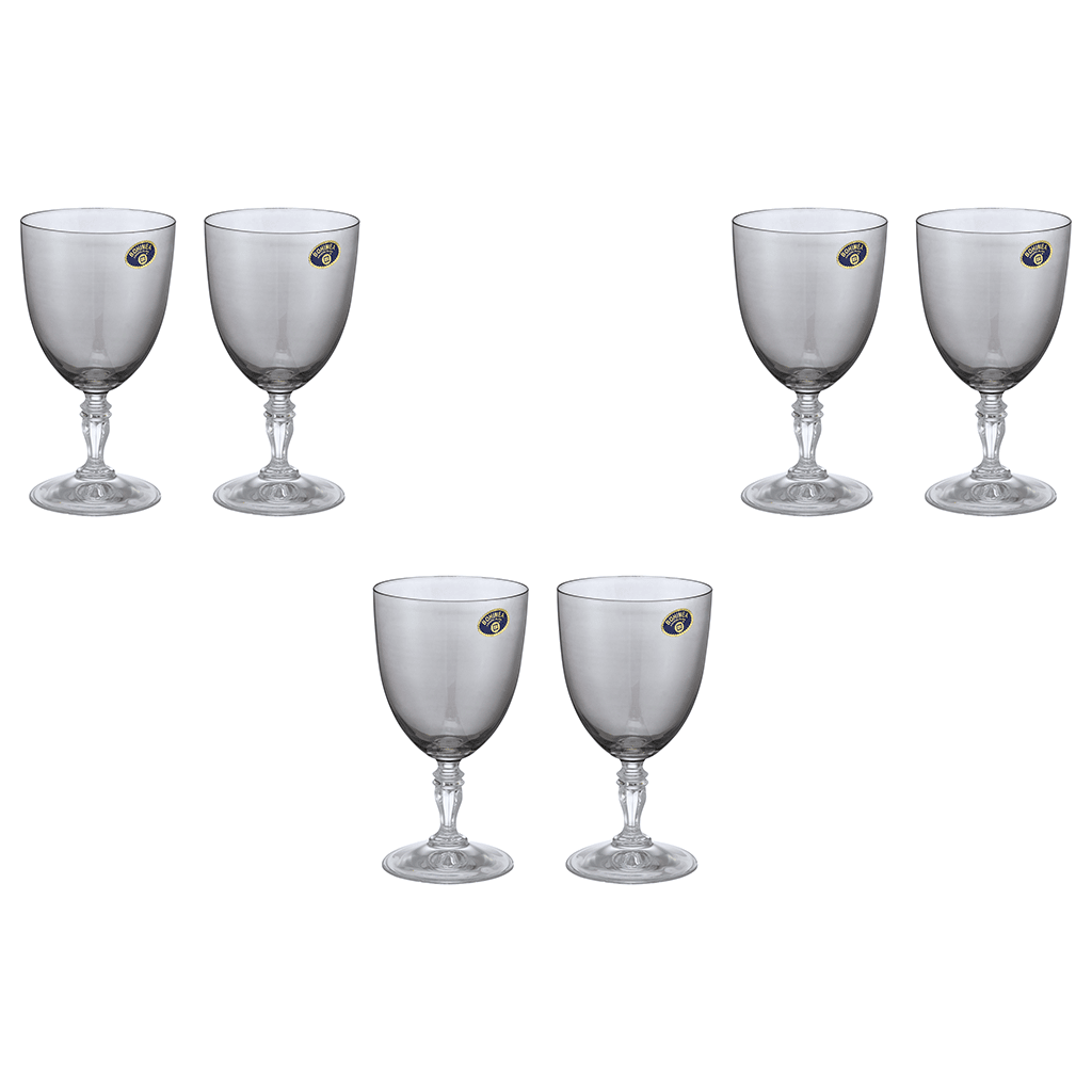 Bohemia Crystal - Goblet Glass Set 6 Pieces - Grey - 250ml - 3900010088
