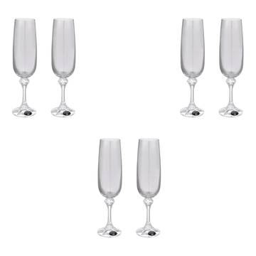 Bohemia Crystal - Flute Glass Set 6 Pieces - Grey - 180ml - Crystal