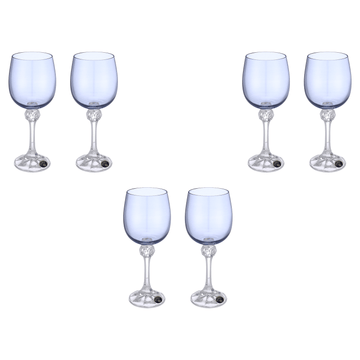 Bohemia Crystal - Goblet  Glass Set 6 Pieces 230ml - Blue - Crystal