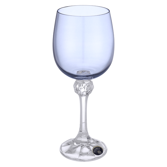 Bohemia Crystal - Goblet  Glass Set 6 Pieces 230ml - Blue - Crystal