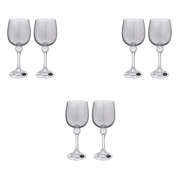 Bohemia Crystal - Goblet Glass Set 6 Pieces - Grey - 230ml - Crystal