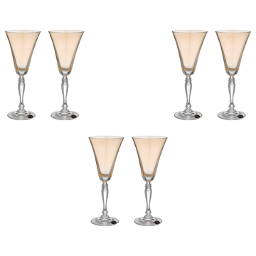 Bohemia Crystal - Goblet Glass Set 6 Pieces - Orange - 190ml - 3900010108