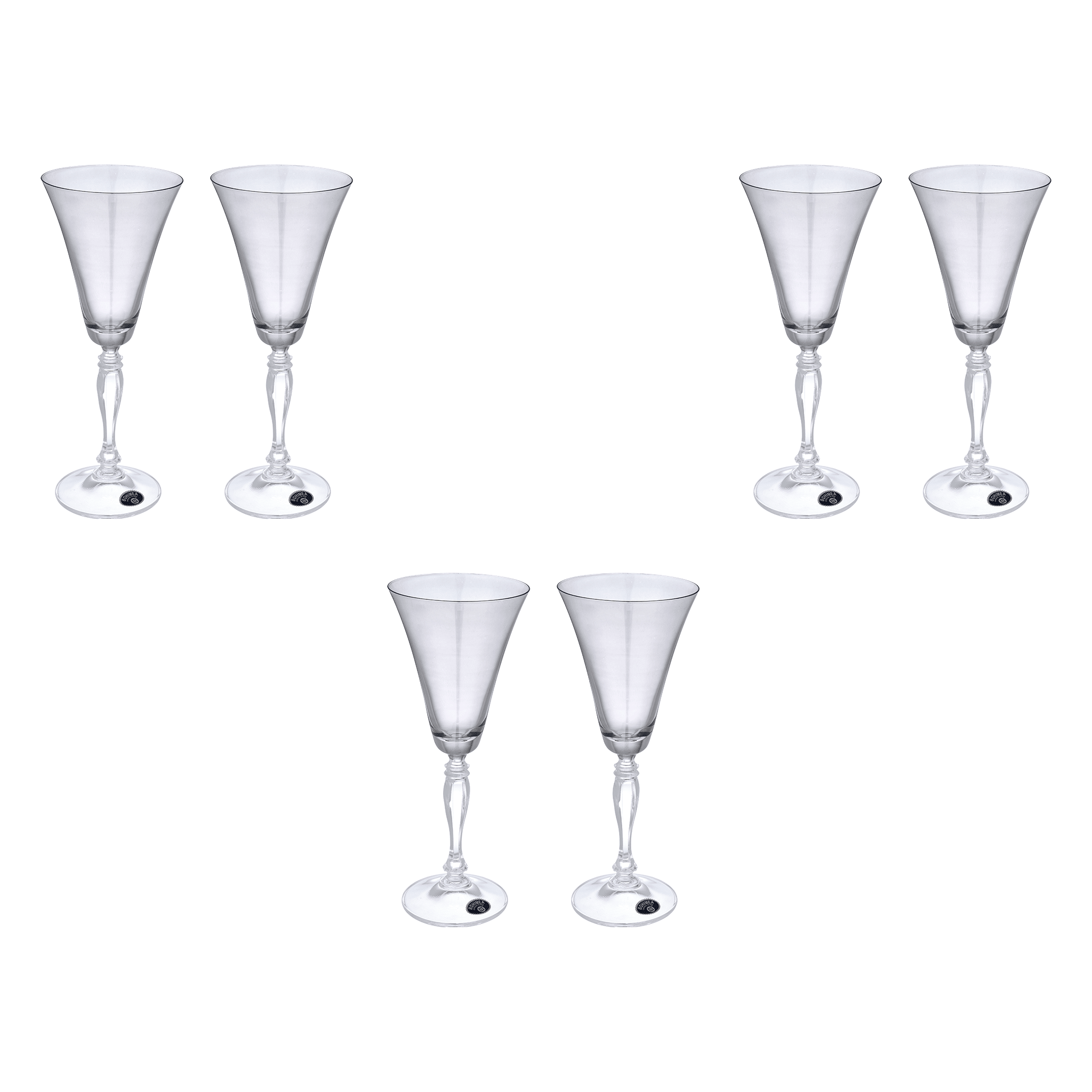 Bohemia Crystal - Goblet Glass Set 6 Pieces - Grey - 190ml - Crystal