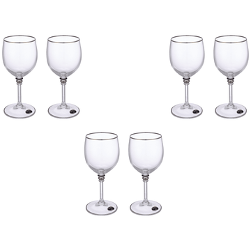 Bohemia Crystal - Goblet  Glass Set 6 Pieces 240ml - Silver - Crystal