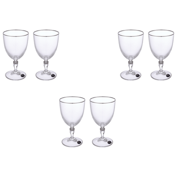 Bohemia Crystal - Goblet Glass Set 6 Pieces - Silver - 250ml