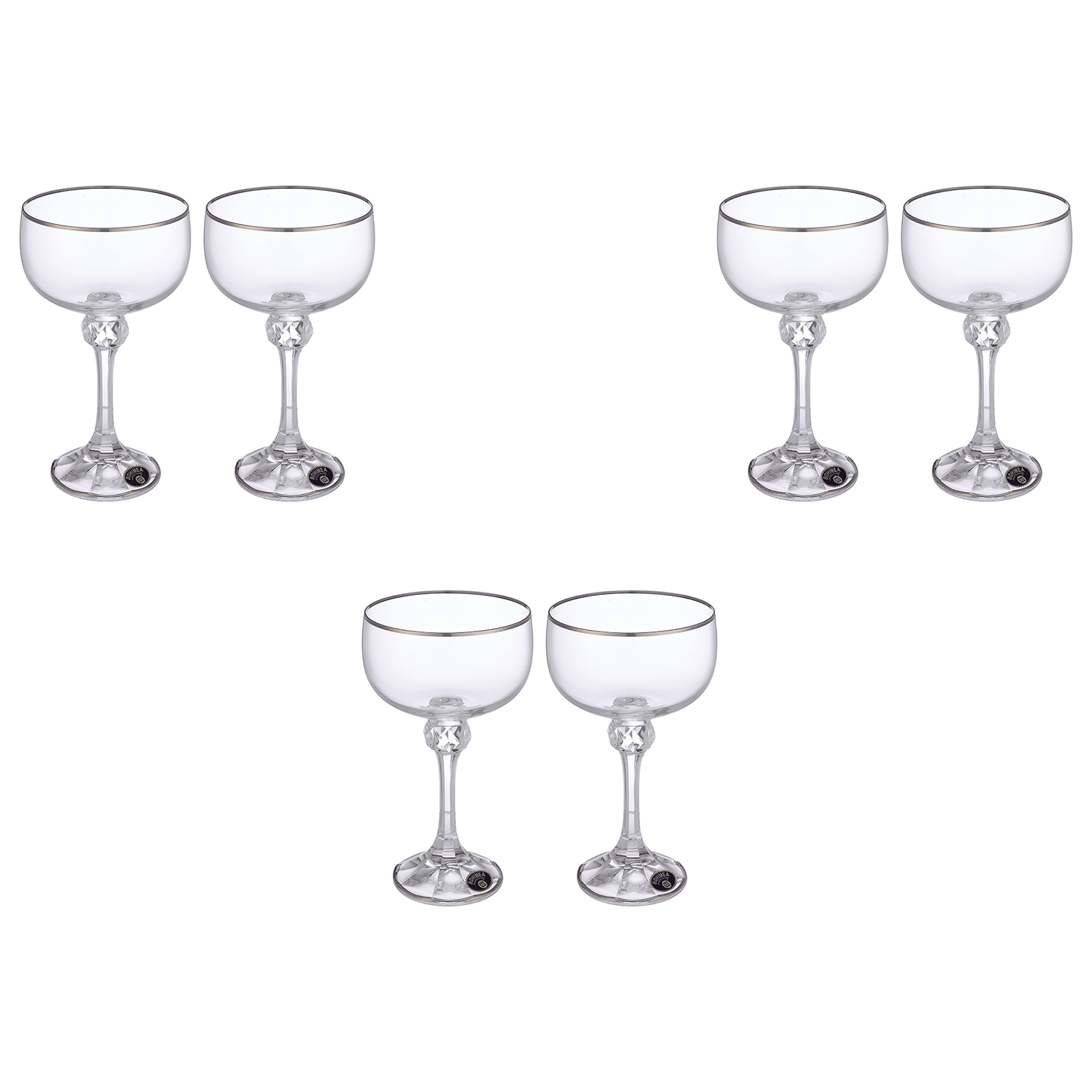 Bohemia Crystal - Cocktail Glass Set 6 Pieces 200ml - Silver - Crystal