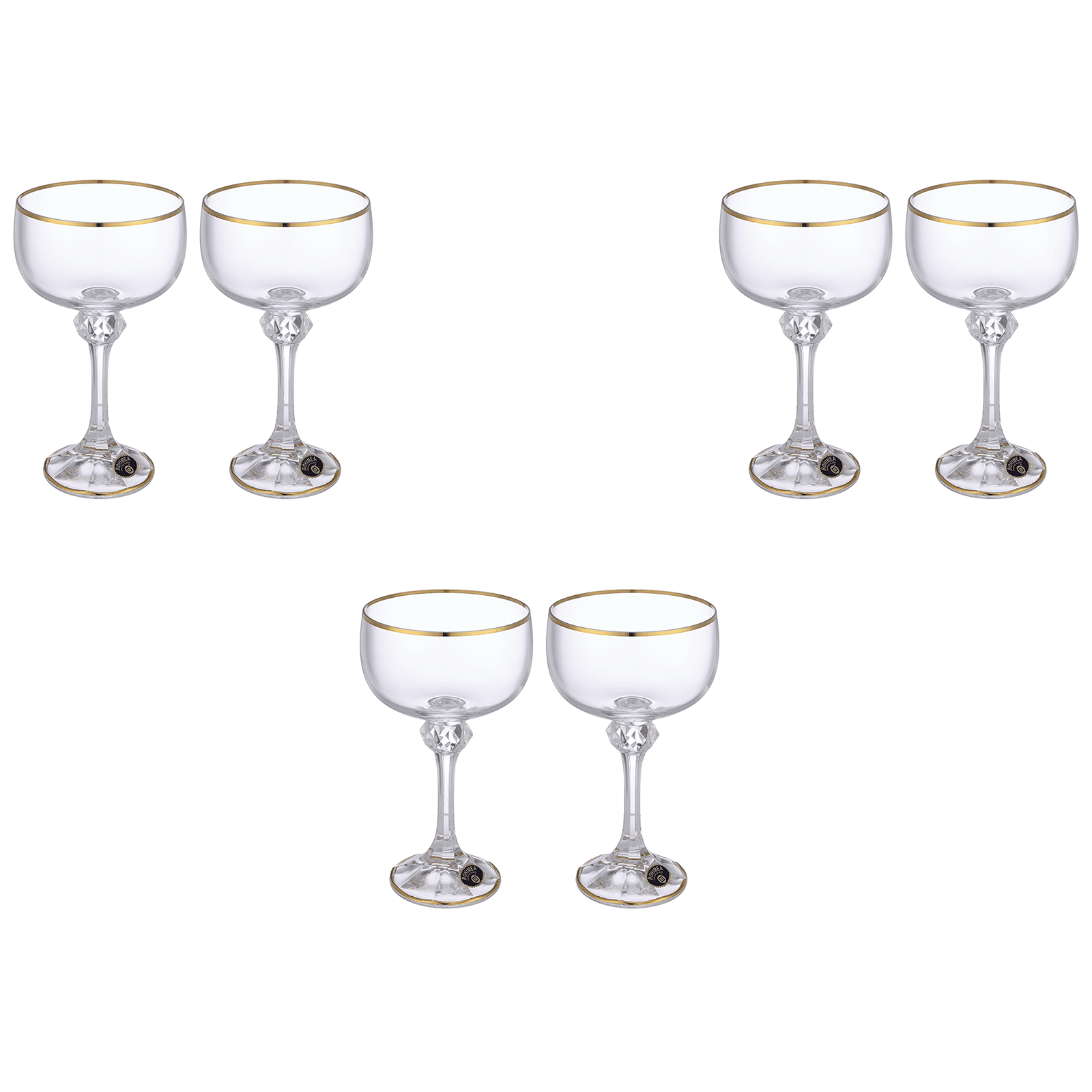 Bohemia Crystal - Cocktail Glass Set 6 Pieces 200ml - Gold - Crystal