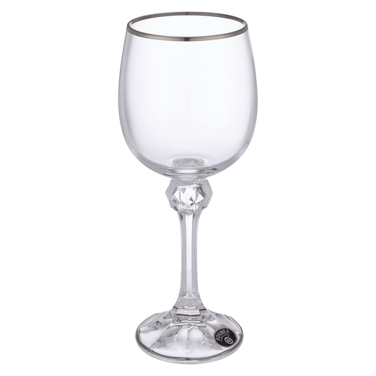 Bohemia Crystal - Goblet  Glass Set 6 Pieces 230ml - Silver - Crystal