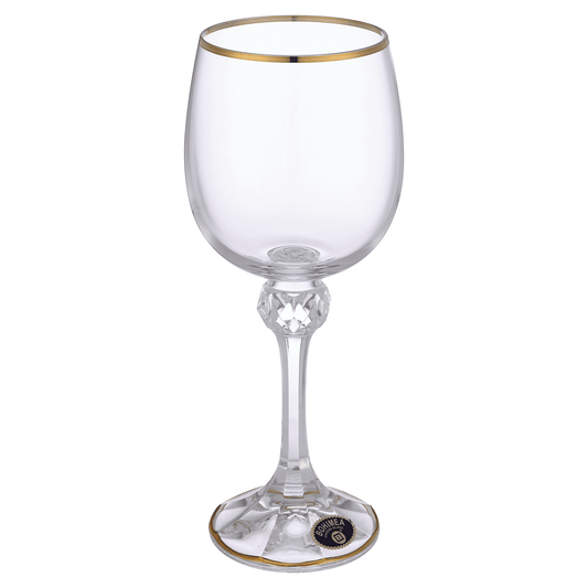 Bohemia Crystal - Goblet  Glass Set 6 Pieces 230ml - Gold - Crystal