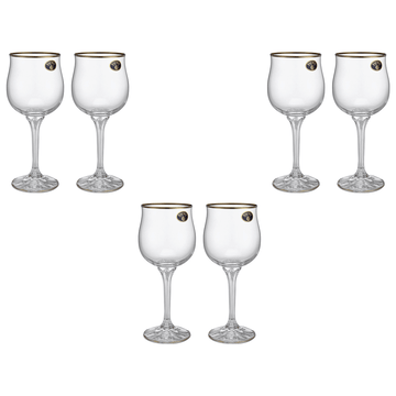 Bohemia Crystal - Goblet Glass Set 6 Pieces with Silver Rim - 230ml - 3900010123