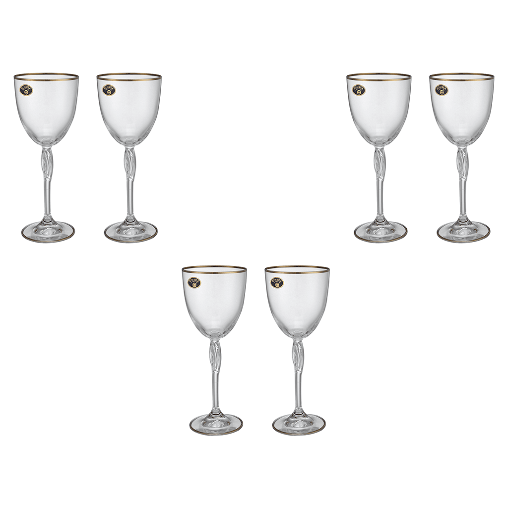 Bohemia Crystal - Goblet Glass Set 6 Pieces with Silver Rim - 250ml - 3900010125