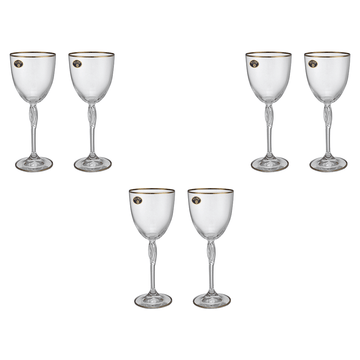 Bohemia Crystal - Goblet Glass Set 6 Pieces with Silver Rim - 250ml - 3900010125