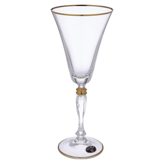 Bohemia Crystal - Goblet  Glass Set 6 Pieces 190ml - Gold - Crystal