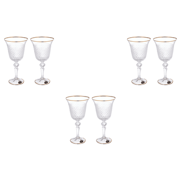 Bohemia Crystal - Goblet Glass Set 6 Pieces - Gold - 220ml