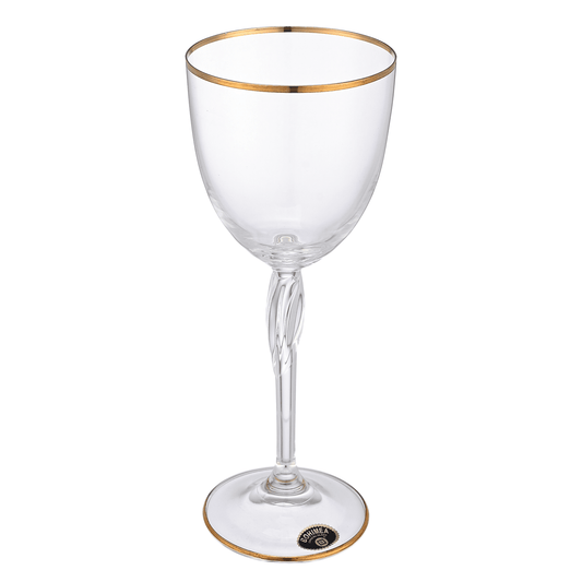 Bohemia Crystal - Goblet Glass Set 6 Pieces - Gold - 250ml