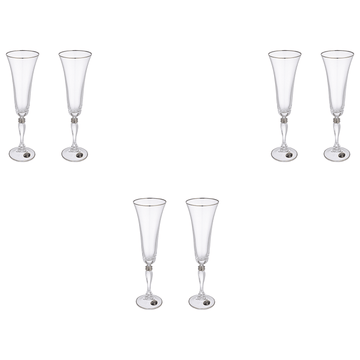 Bohemia Crystal - Flute Glass Set 6 Pieces - Silver - 180ml