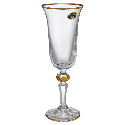 Bohemia Crystal - Flute Glass Set 6 Pieces with Gold Rim - 150ml - 3900010148