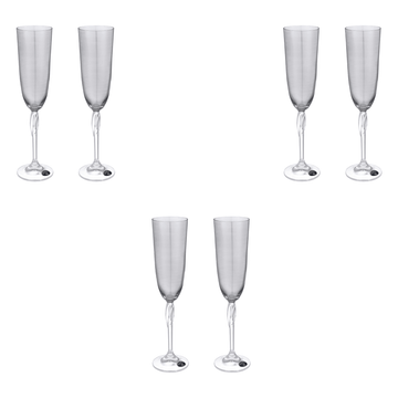 Bohemia Crystal - Flute Glass Set 6 Pieces - Grey - 220ml - Crystal