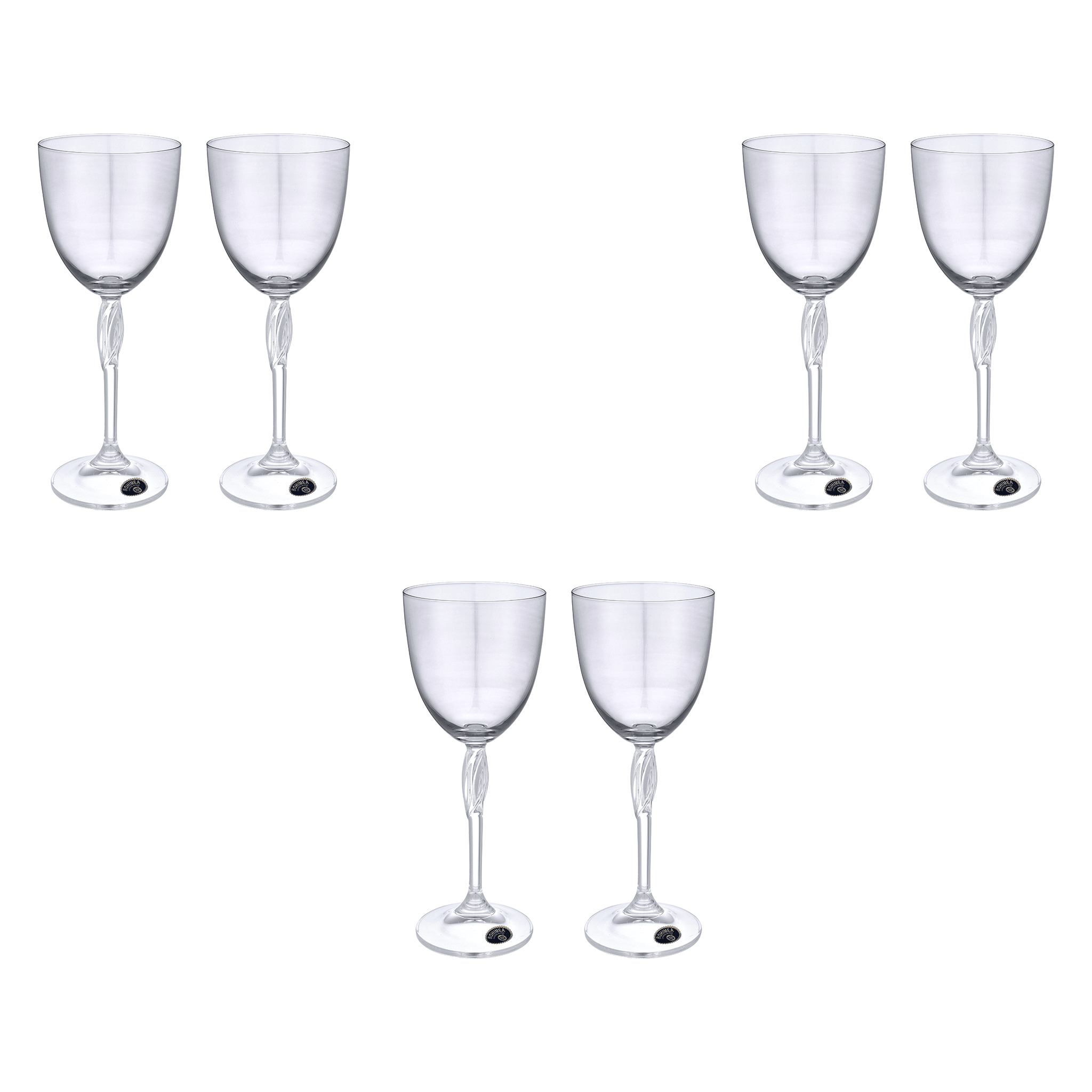 Bohemia Crystal - Goblet Glass Set 6 Pieces - Grey - 250ml - Crystal