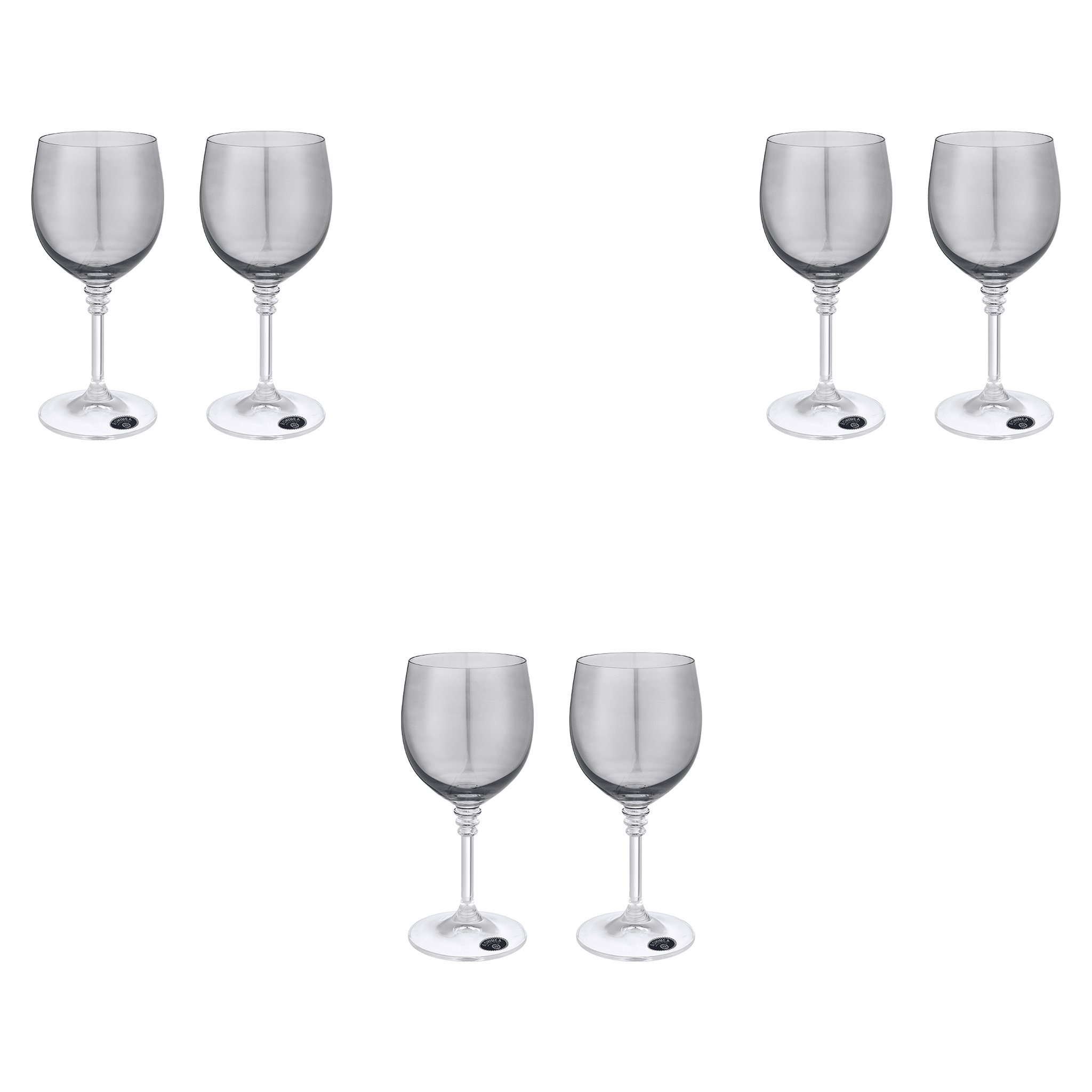 Bohemia Crystal - Goblet Glass Set 6 Pieces - Grey - 240ml - Crystal