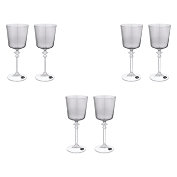 Bohemia Crystal - Goblet Glass Set 6 Pieces - Grey - 240ml - Crystal