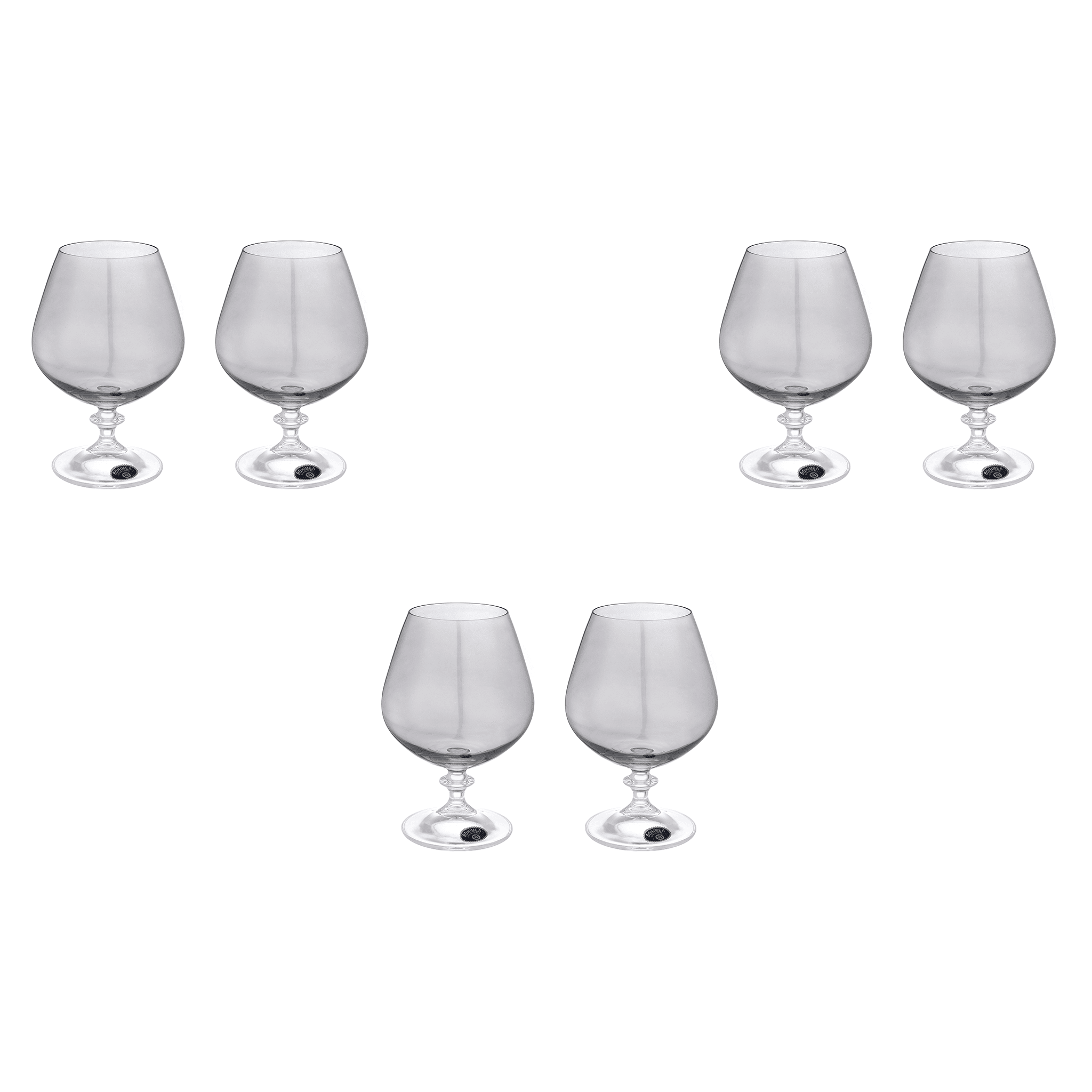 Bohemia Crystal - Brandy Glass Set 6 Pieces - Grey - 400ml - Crystal