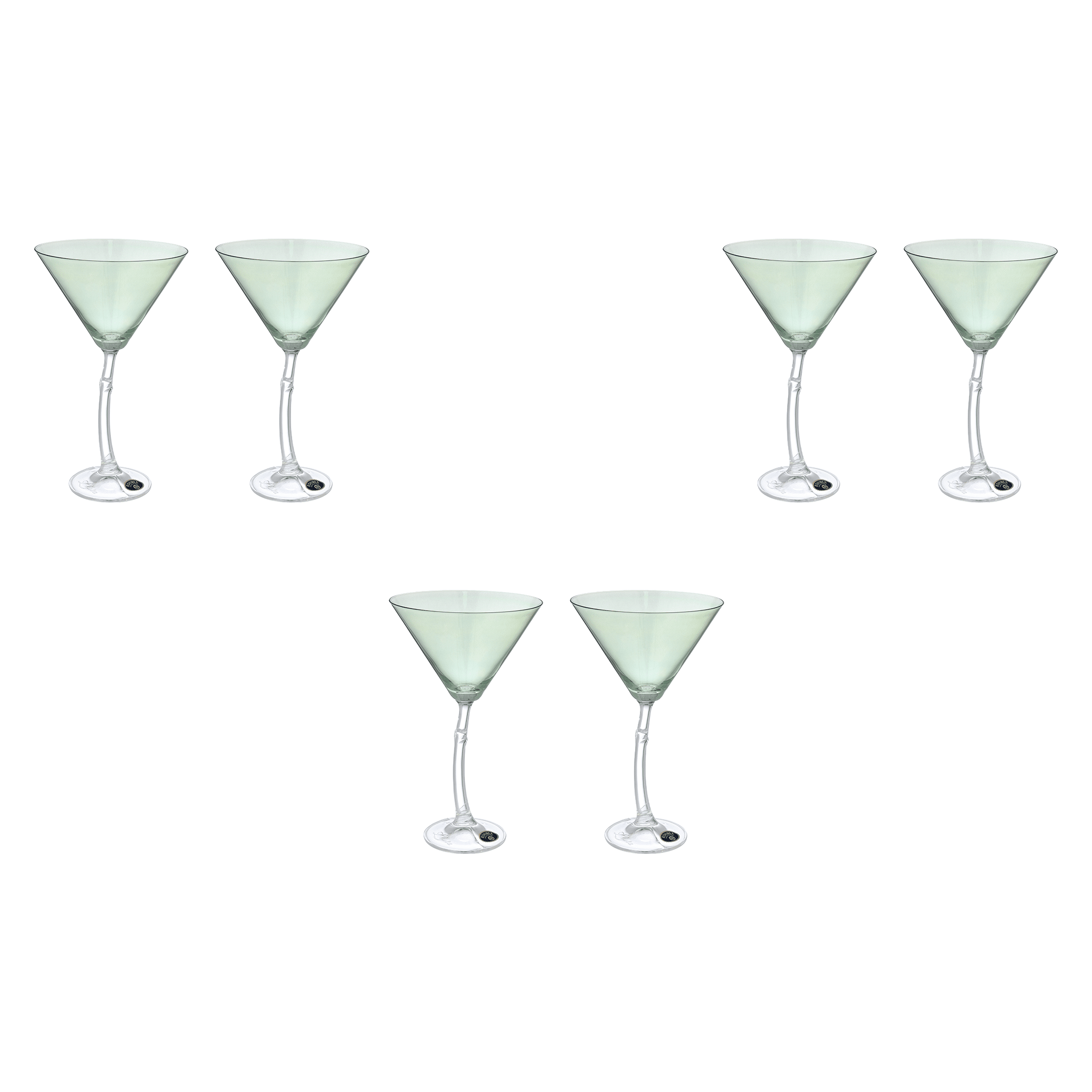 Bohemia Crystal - Cocktail Glass Set 6 Pieces - Green - 285ml - Crystal