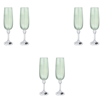 Bohemia Crystal - Flute Glass Set 6 Pieces - Green - 180ml - Crystal