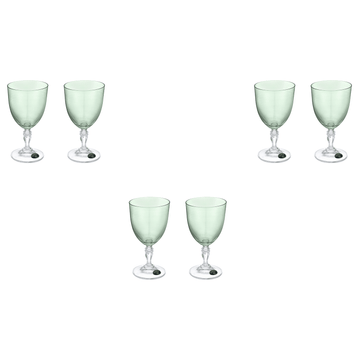 Bohemia Crystal -Goblet Glass Set 6 Pieces- 200ml -Green-Crystal