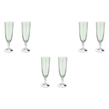 Bohemia Crystal - Flute Glass Set 6 Pieces - Green - 220ml - Crystal