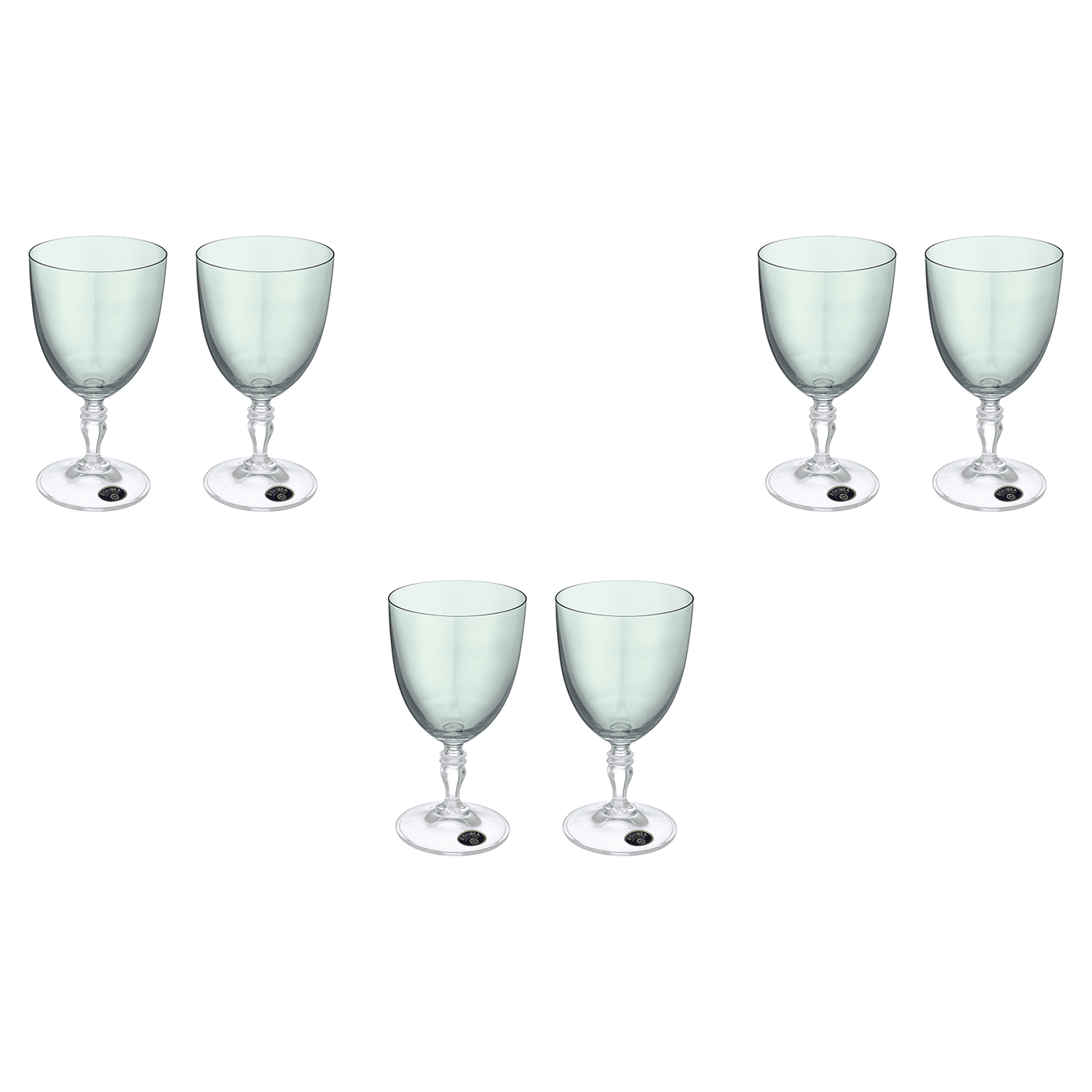 Bohemia Crystal - Goblet Glass Set 6 Pieces - Green - 250ml - Green