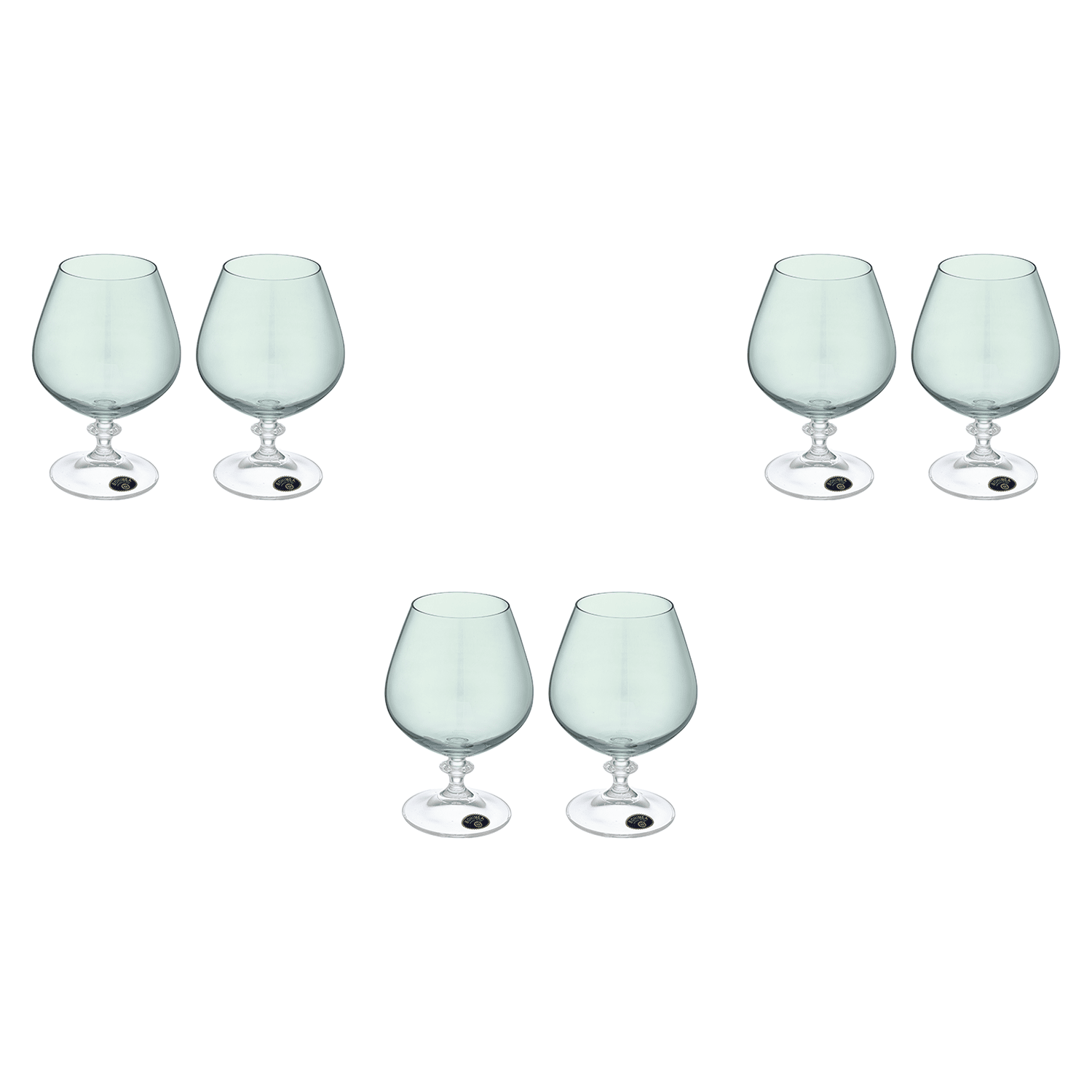 Bohemia Crystal - Brandy Glass Set 6 Pieces - Blue - 400ml - Crystal