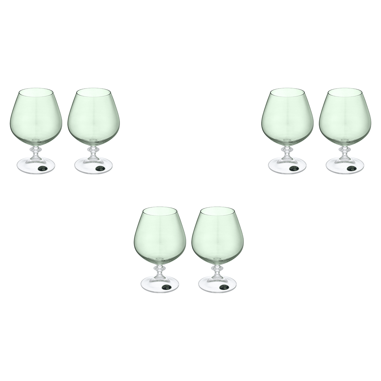 Bohemia Crystal - Brandy Glass Set 6 Pieces - 400ml- Green-Crystal