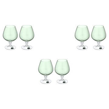 Bohemia Crystal - Brandy Glass Set 6 Pieces - 400ml- Green-Crystal