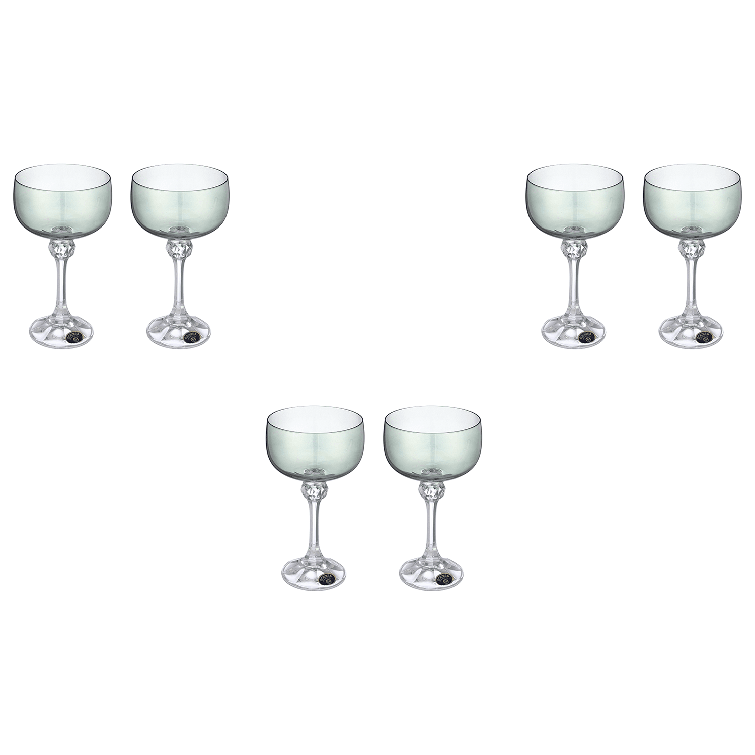 Bohemia Crystal - Cocktail Glass Set 6 Pieces - Green - 200ml - Crystal