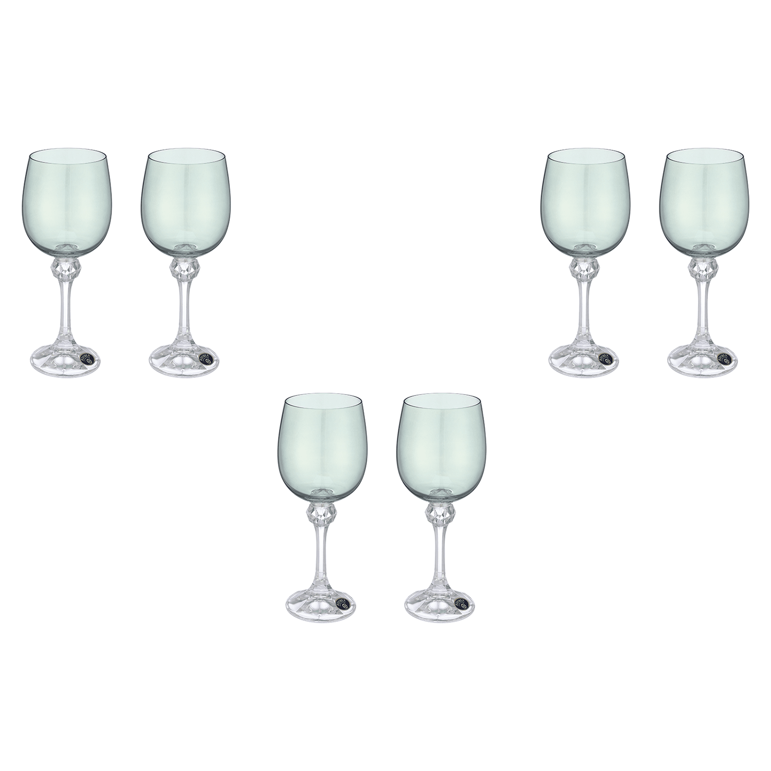 Bohemia Crystal - Goblet Glass Set 6 Pieces - Green - 230ml - Crystal